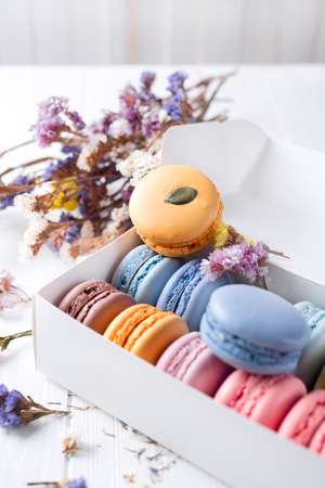 French colorful macaronsの写真素材