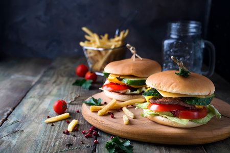 Homemade burger with bun