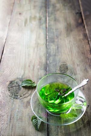 Moroccan tea with mint leavesの写真素材