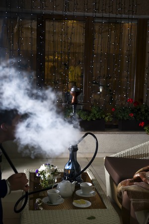 Hookah hot coals on shisha bowlの写真素材
