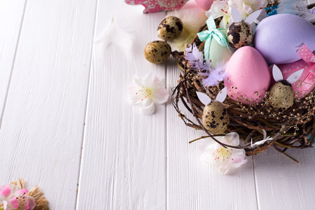 Colorful easter egg in the nest