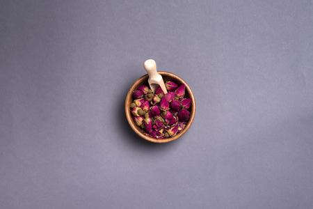 Dried rose petals: for tea, alternative medicine, pot-pourri.の写真素材