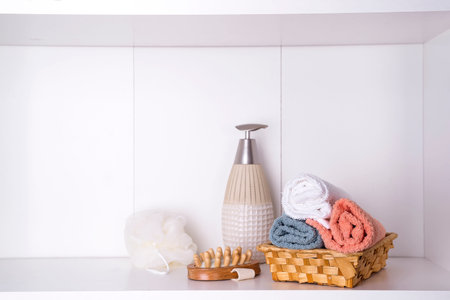 Spa and wellness setting with towels. Dayspa nature products