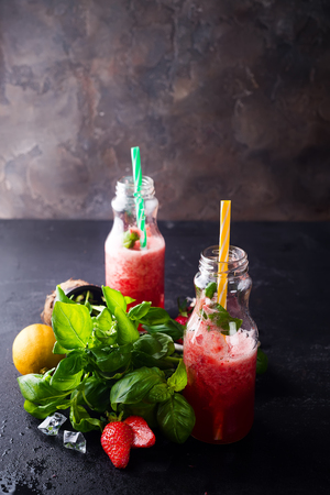 Ingredients of summer drinks, dietary healthy cocktails.の写真素材
