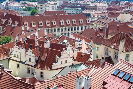 Old town cityscape of Praha with Red roofs . Aeriel photo of the city Czech Republicの写真素材