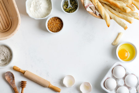 Homemade culinary - baking of fresh bread or cakes from natural organic ingredients wheat and rye...