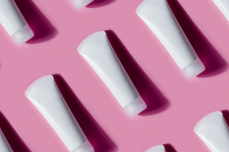 Seamless pattern from tubes of cosmetic mockup.の写真素材