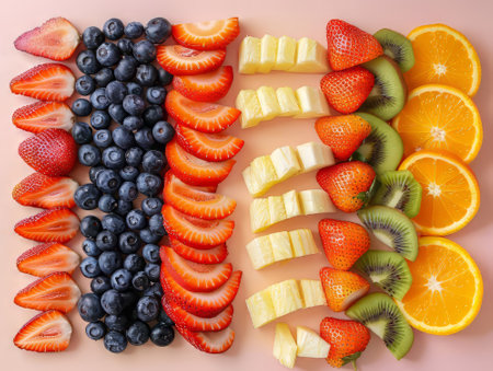 Assorted fresh fruits top viewの素材