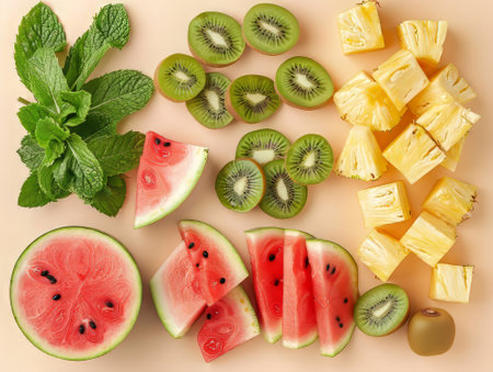 Tropical fruit slices flat layの素材