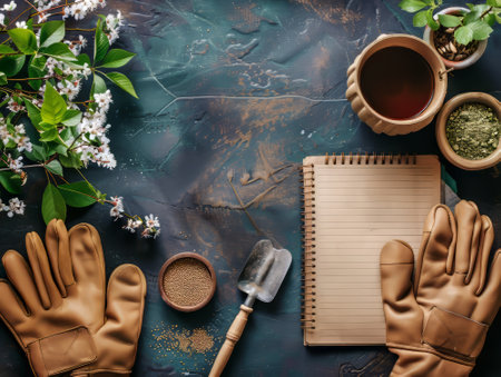 Gardening notes and seeds flat layの素材