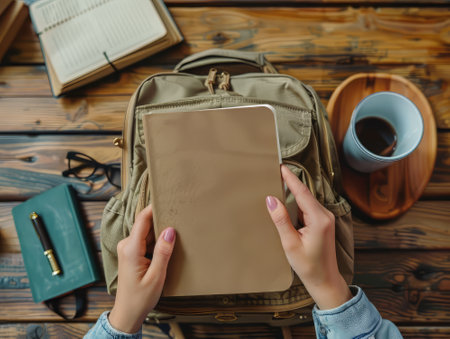 Packing notebook into backpackの素材