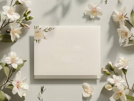 Floral card mockup with white backgroundの素材