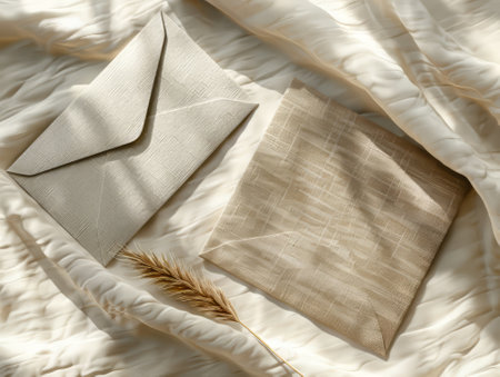 Textured envelopes on satin fabricの素材