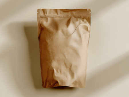 Brown Kraft Ziplock Pouches on White Backgroundの素材