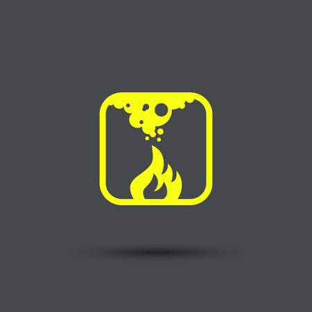 Fire Icon. Isolated. Yellow sign on the gray background. Exclusive Symbols. Vector Illustration.のイラスト素材