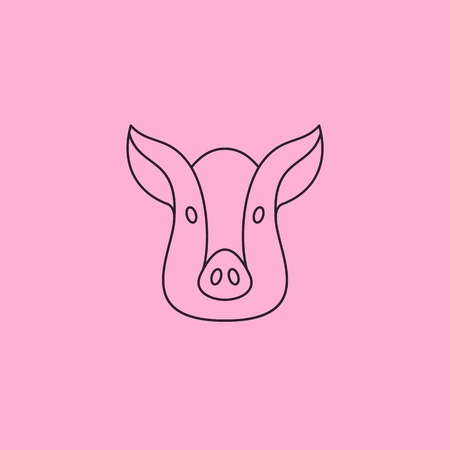 Pig face icon thin line for web designのイラスト素材