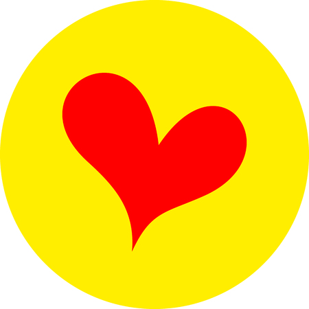 Heart shape flat color icon in round outlineのイラスト素材
