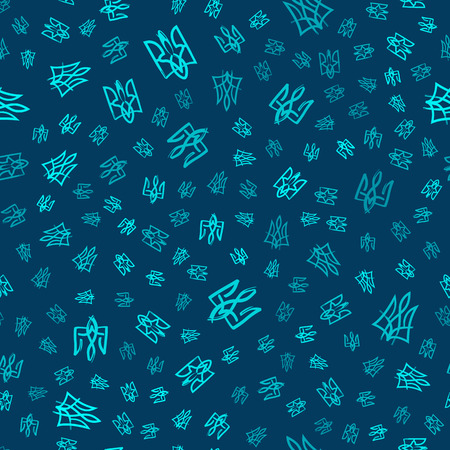 Seamless background with the arms of Ukraine. Vector brush calligraphy. Ink illustration. Hand drawn ornament for wrapping paper.のイラスト素材