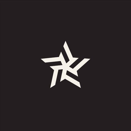 Stylized linear shape star logo design template. Modern star abstact vector illustration with lines. Black and white vector graphic fashion symbol. Award success logotype concept icon.のイラスト素材