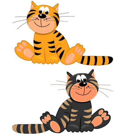 tiger and cat.vector illustration.isolated character のイラスト素材