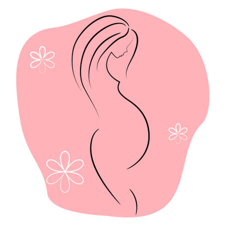 pregnant woman graphic illustration. beautiful girlのイラスト素材