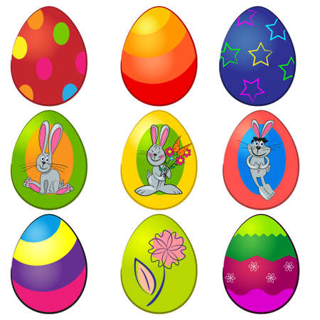 easter painted egg set. easter decorations collectionのイラスト素材