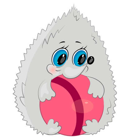baby animal playing with ball. little hedgegog illustration のイラスト素材