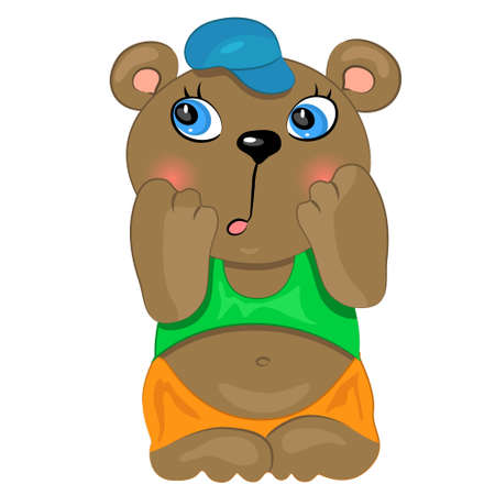 shy baby boy. cartoon animal baby bear のイラスト素材