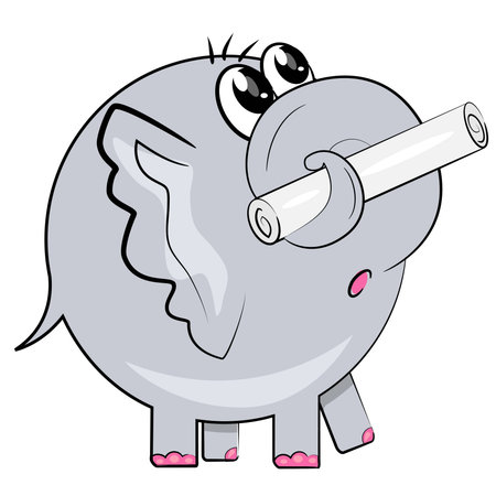 cartoon elephant holding note. african animal paintingのイラスト素材