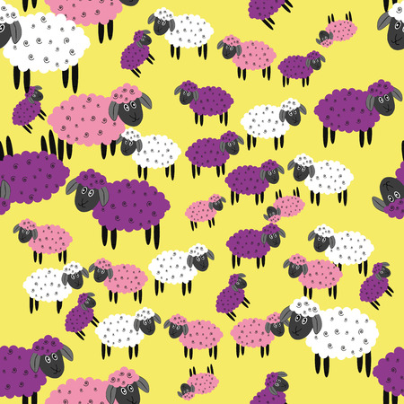 Seamless pattern. Sheep curly and color.のイラスト素材