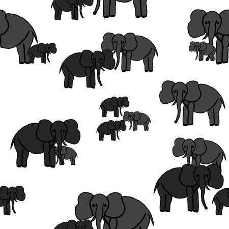 Seamless patter. Family of elephants. Young elephants.のイラスト素材