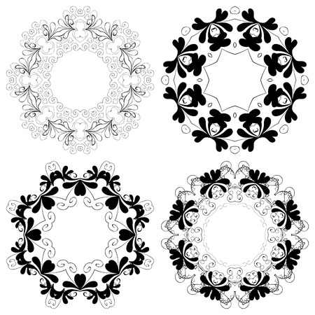 Vector illustration. Set of vintage frames with pattern. Hand drawn.のイラスト素材