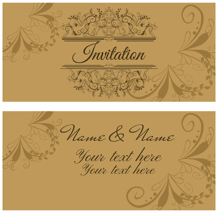 Vector illustration. Vintage invitation card for wedding. Isolated on white background. Hand drawn.のイラスト素材