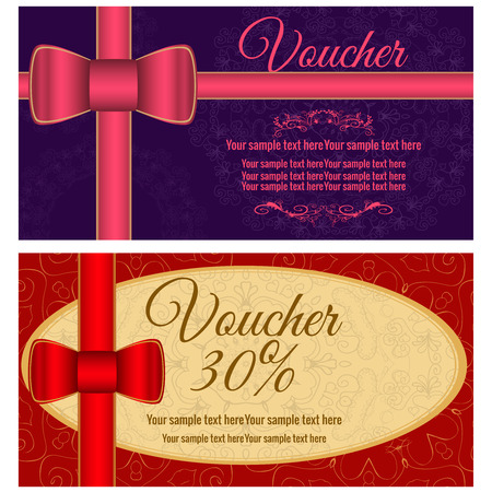 Vector illustration. Template gift card. Background design usable for gift voucher, coupon, invitation, certificate, diploma, ticket etc.のイラスト素材