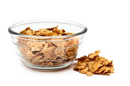 healthy diet breakfast cereals from the grain in clear glass bowl