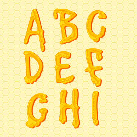 Honey alphabet  Vector letters set  Vectorのイラスト素材
