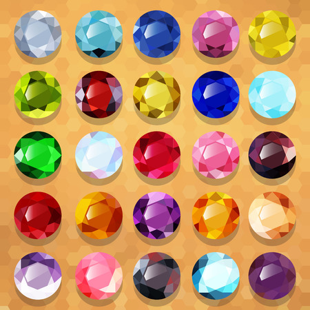 Set of multicolored precious stones round vectorのイラスト素材