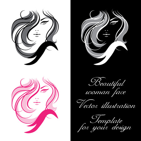 Woman s face  Vector illustration  Template for your design のイラスト素材