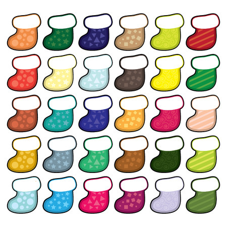Set of Christmas icons socks in a simplified style vectorのイラスト素材