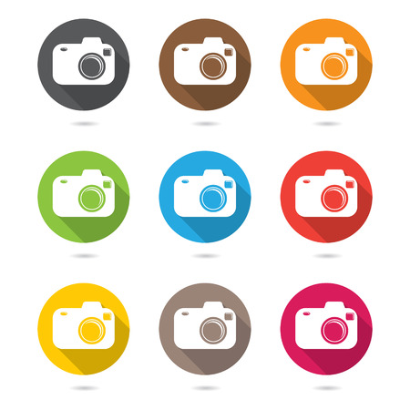 Hipster photo or camera icon set with shadow.のイラスト素材