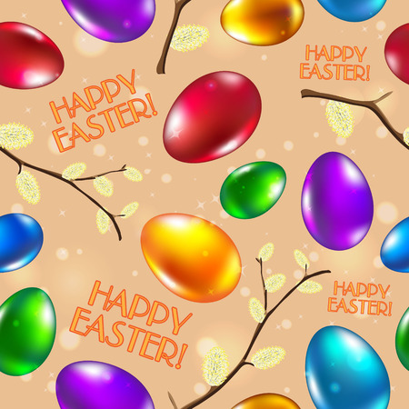 Easter seamless pattern vector green. Happy easterのイラスト素材