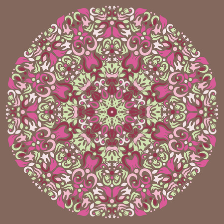 Ornamental round lace pattern, circle background with many details.のイラスト素材