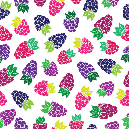 Decorative pattern with wild and garden berries Seamless background.のイラスト素材