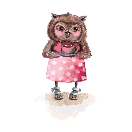 Cartoon owl concept design. Bird are isolated on white backgroundのイラスト素材