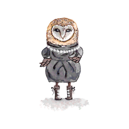 Cartoon owl concept design. Bird are isolated on white backgroundのイラスト素材