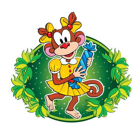 Funny monkey with a candy. のイラスト素材