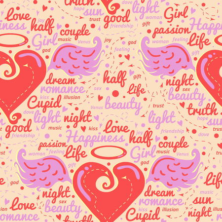 Heart with wings. Design seamless vector illustrationのイラスト素材