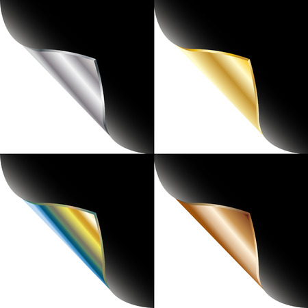 Curled paper corners. Vector set. White backgroundのイラスト素材