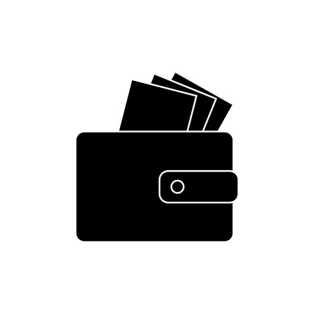 Icon - wallet with bills, money. Design in the flat style. vectorのイラスト素材