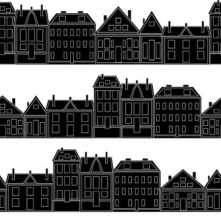Houses Vector seamless pattern vintage. template for textilesのイラスト素材